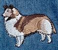 Close up view of embroidered sable sheltie